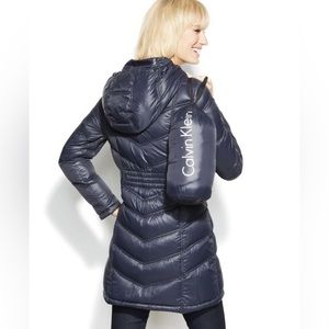 Calvin Klein packable down coat navy